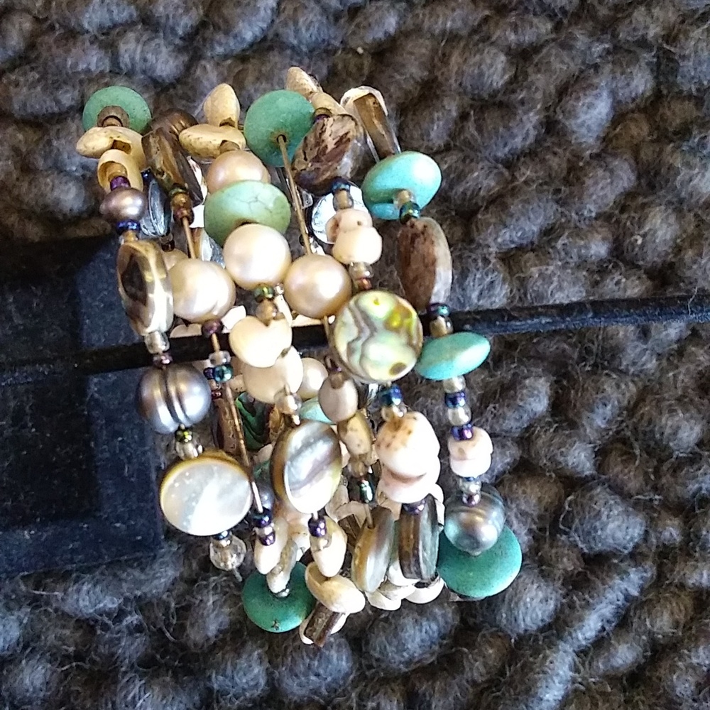 Multi Stone Bracelet Pearls and Turquoise